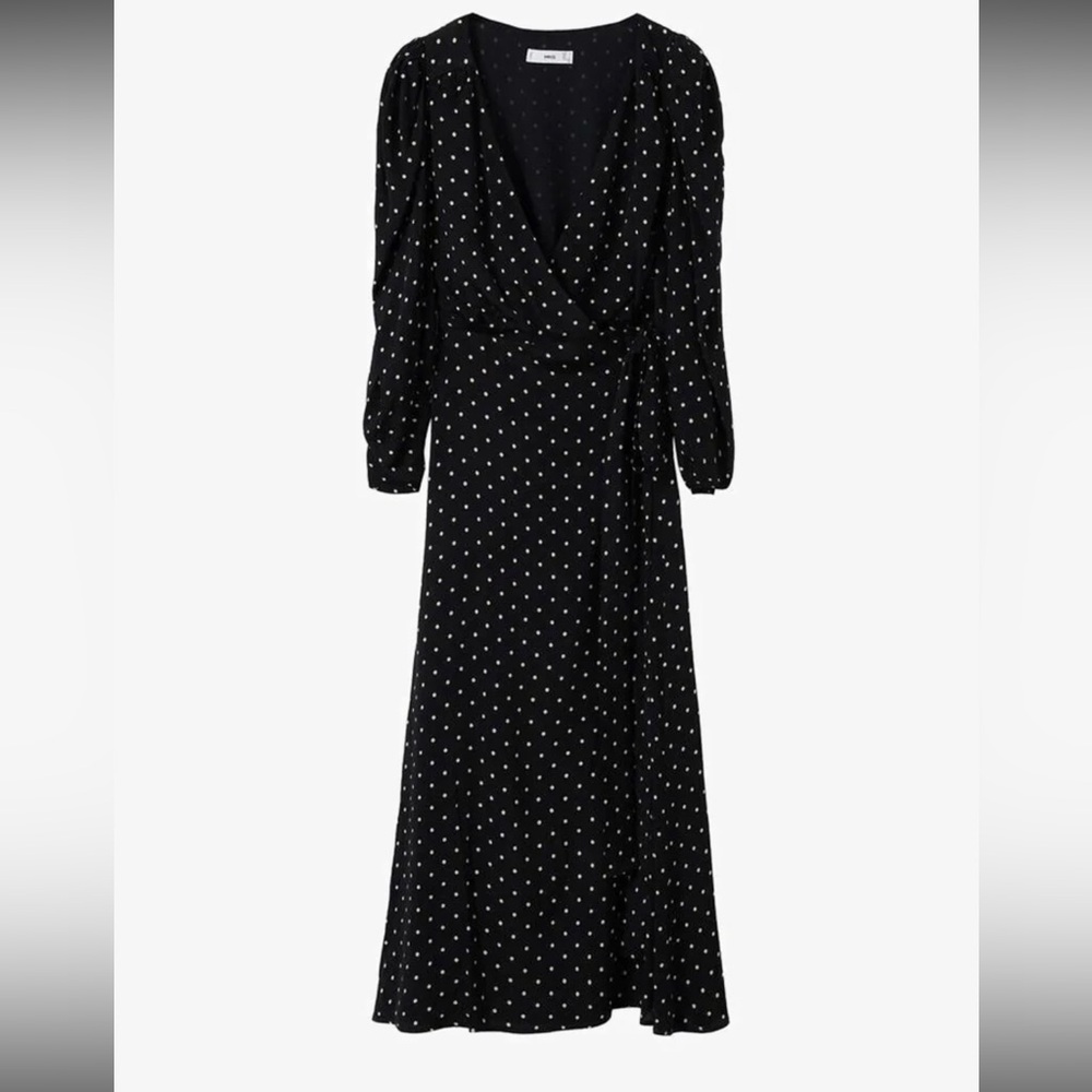 Mango polka dot midi wrap dress